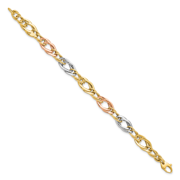 Leslie's 14K Tri-Color Polished Link Bracelet - Image 2