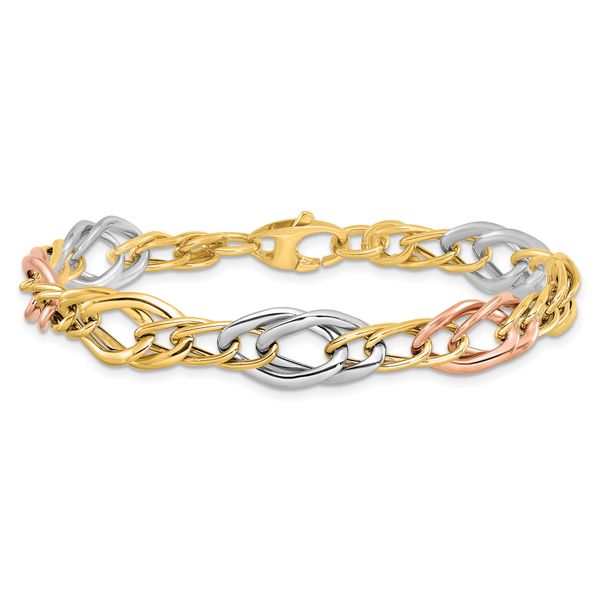 Leslie's 14K Tri-Color Polished Link Bracelet - Image 3