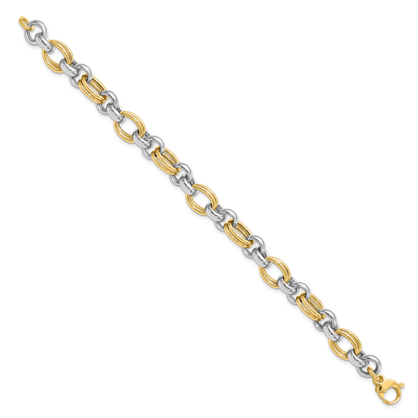 Leslie's 14K Two-tone Polished Link Bracelet - Image 2