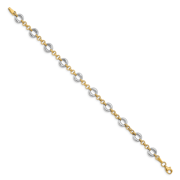 Leslie's 14k Two-tone Polished Fancy Link Bracelet - Image 2