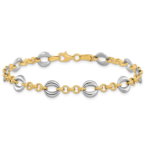 Leslie's 14k Two-tone Polished Fancy Link Bracelet - Image 3