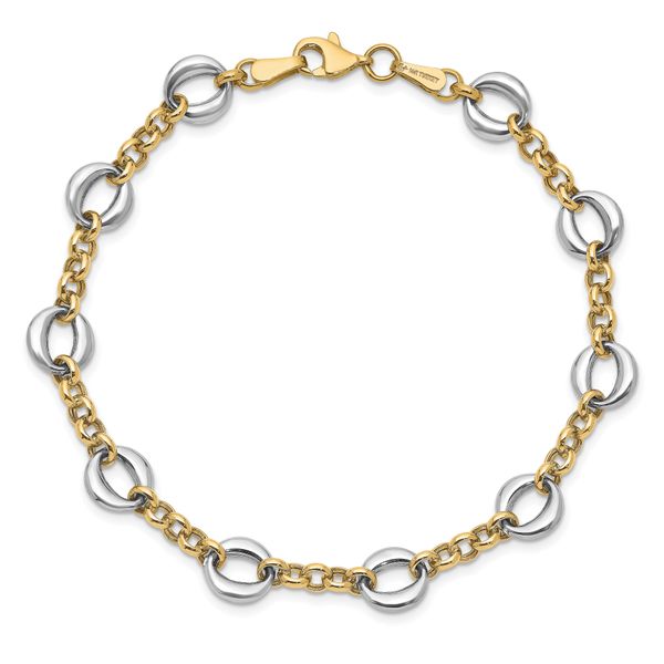 Leslie's 14k Two-tone Polished Fancy Link Bracelet - Image 4