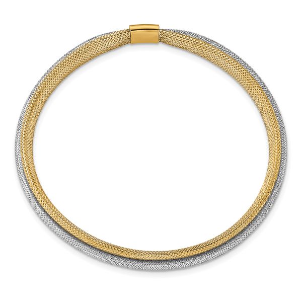 Leslie's 14K w/Rhodium Polished Mesh Stretch Bracelet - Image 2