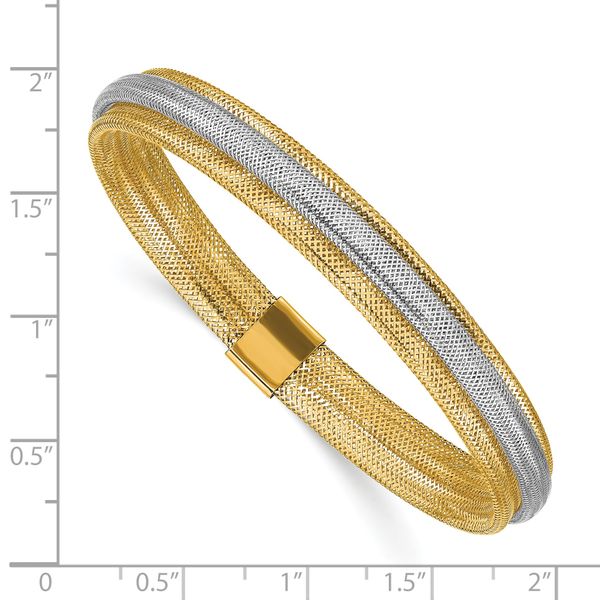 Leslie's 14K w/Rhodium Polished Mesh Stretch Bracelet - Image 3