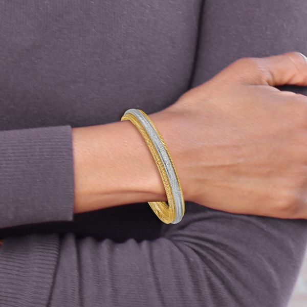 Leslie's 14K w/Rhodium Polished Mesh Stretch Bracelet - Image 4