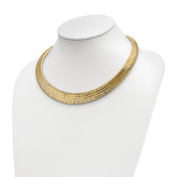 14k Polished/Textured Stretch Necklace - Image 3