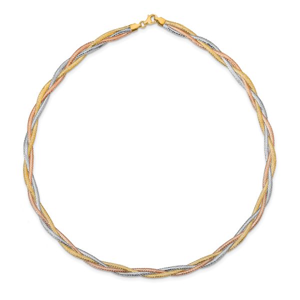 Leslie's 14k w/Wht Rhodium/Rose Gold-plat Polished Mesh Necklace - Image 2