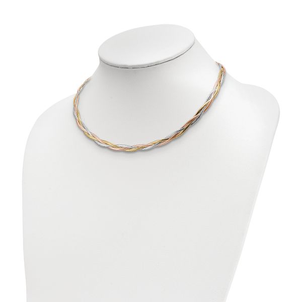 Leslie's 14k w/Wht Rhodium/Rose Gold-plat Polished Mesh Necklace - Image 3