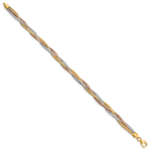 Leslie's 14k w/ Wht Rhodium and Rose Gold-plating Stretch Bracelet - Image 2
