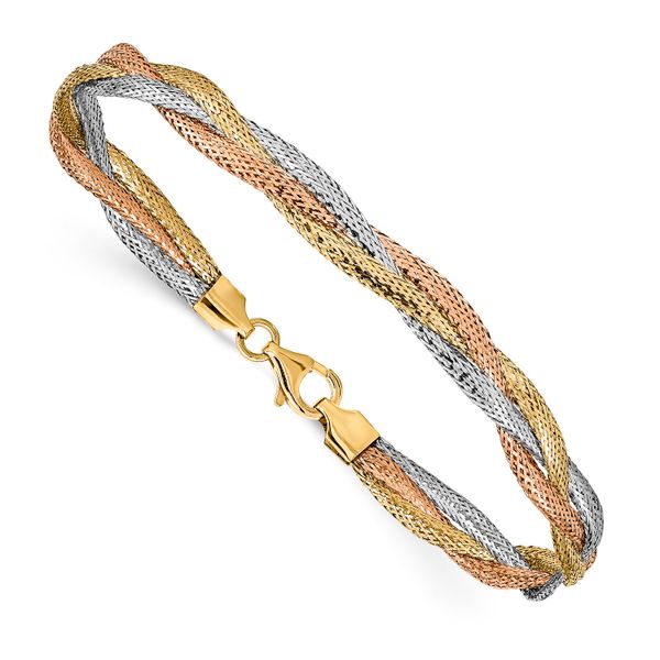 Leslie's 14k w/ Wht Rhodium and Rose Gold-plating Stretch Bracelet - Image 3
