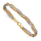 Leslie's 14k w/ Wht Rhodium and Rose Gold-plating Stretch Bracelet - Image 3