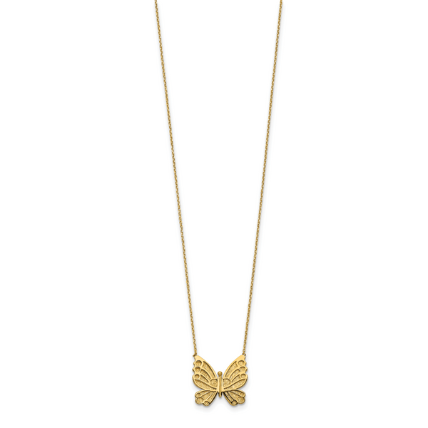 Leslie's 14k Polished and Brushed Butterfly w/ 2in ext Necklace - Image 2