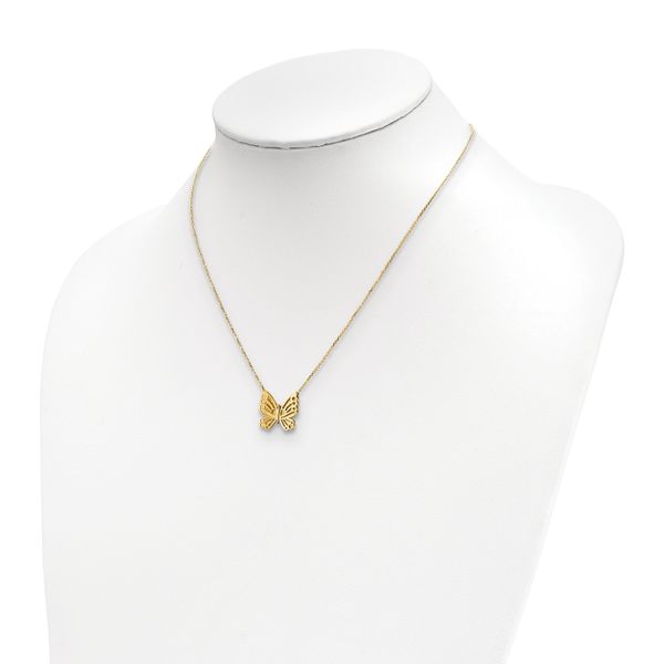 Leslie's 14k Polished and Brushed Butterfly w/ 2in ext Necklace - Image 3