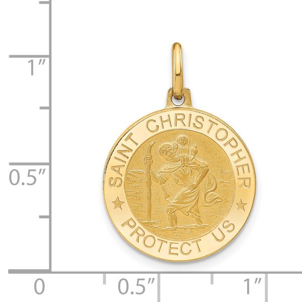 Leslie's 14k Polished and Satin Round St. Christopher Pendant - Image 4