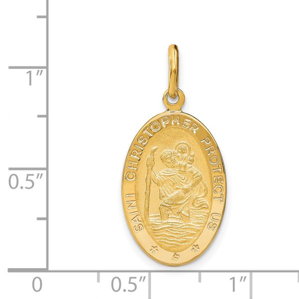 Leslie's 14k Polished and Satin Oval St. Christopher Pendant - Image 4