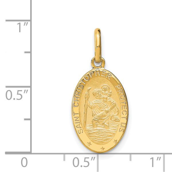 Leslie's 14k Polished and Satin Oval St. Christopher Pendant - Image 4