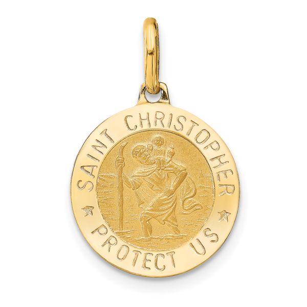 Leslie's 14k Polished and Satin Round St. Christopher Pendant