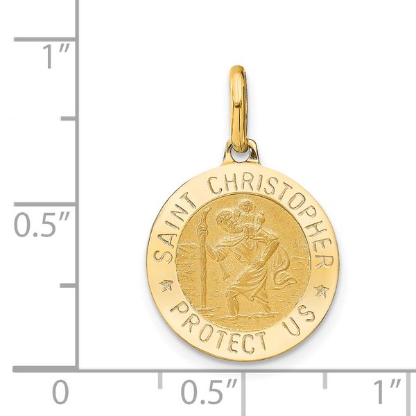 Leslie's 14k Polished and Satin Round St. Christopher Pendant - Image 4