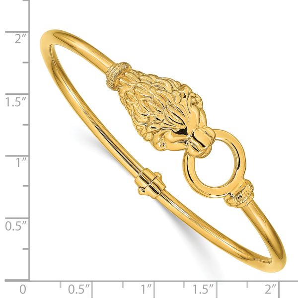 14k Polished Lion's Head Hinged Bangle - Image 3
