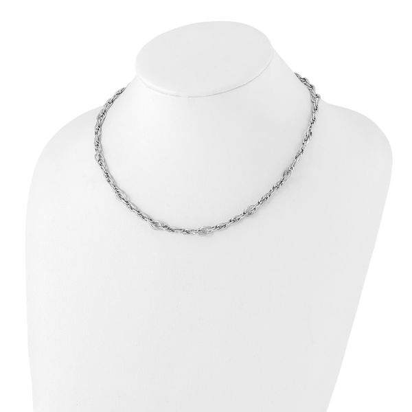 14k White Gold Polished Link Necklace - Image 2