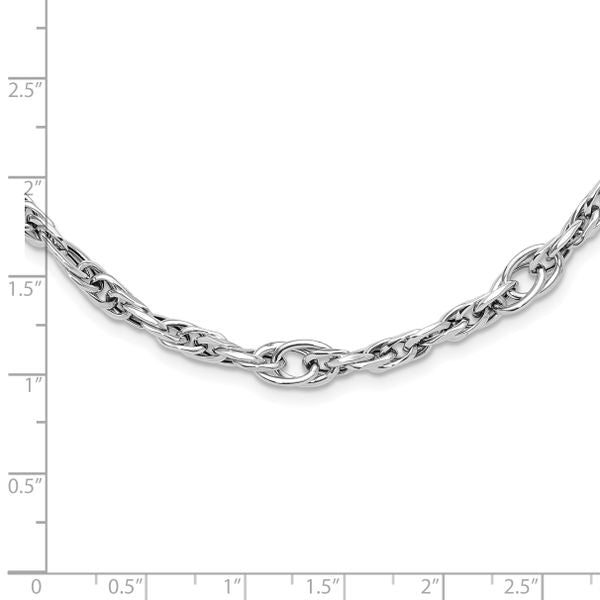 14k White Gold Polished Link Necklace - Image 3