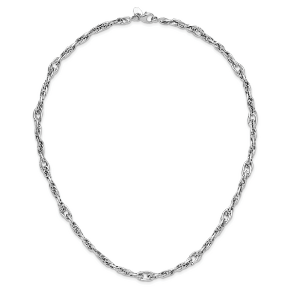 14k White Gold Polished Link Necklace - Image 4