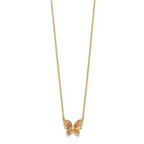 Leslie's 14K Polished D/C w/ Pink Enamel Butterfly Necklace - Image 2
