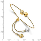 14K Two-tone Polished D/C Heart Adjustable Bracelet - Image 2