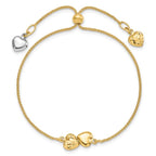 14K Two-tone Polished D/C Heart Adjustable Bracelet - Image 3