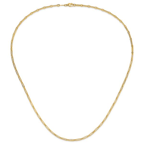 14K Polished Flat Oval Link Necklace - Image 3