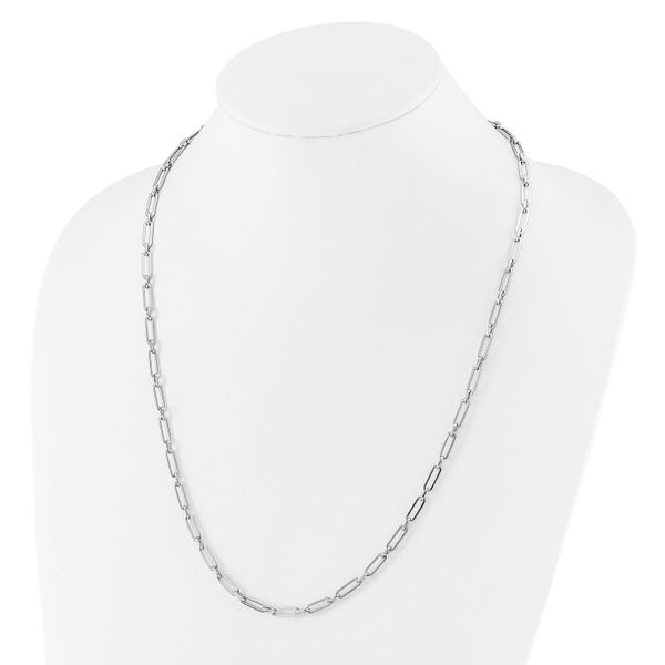 Leslie's 14K White Gold Polished Flat Oval Link Necklace - Image 2