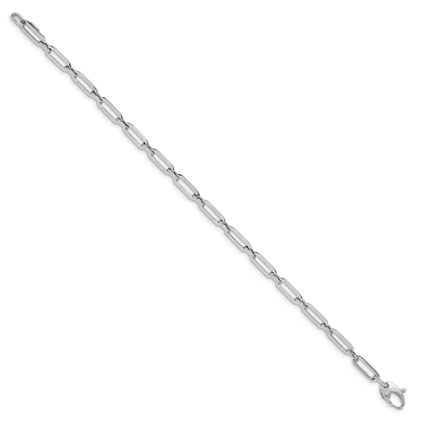 Leslie's 14K White Gold Polished Flat Oval Link Bracelet - Image 2