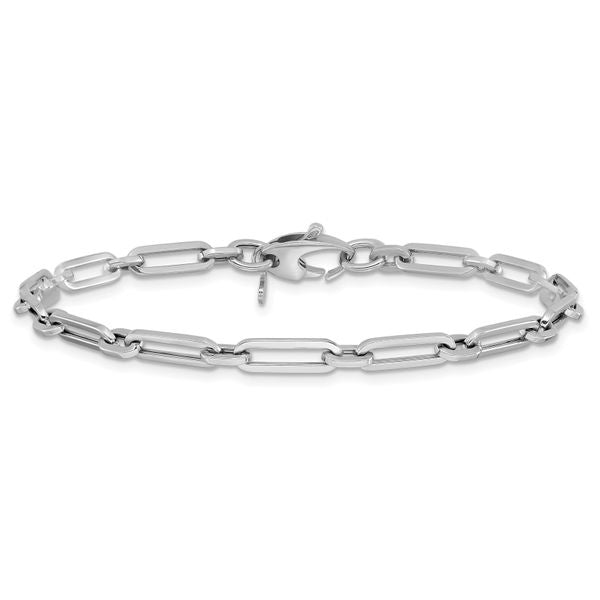 Leslie's 14K White Gold Polished Flat Oval Link Bracelet - Image 3