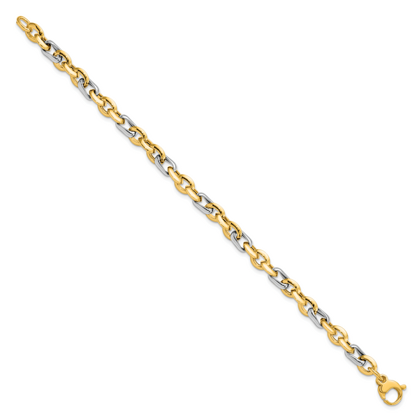 14K Two-tone Polished Fancy Link Bracelet - Image 2
