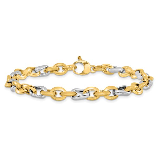 14K Two-tone Polished Fancy Link Bracelet - Image 3