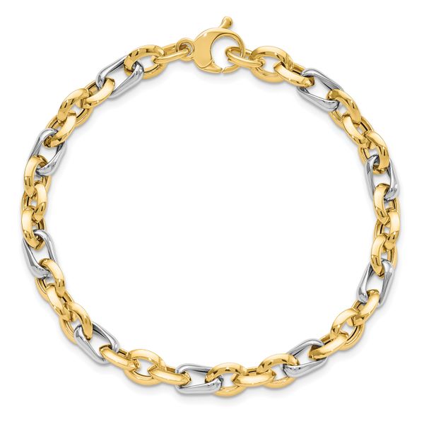14K Two-tone Polished Fancy Link Bracelet - Image 4