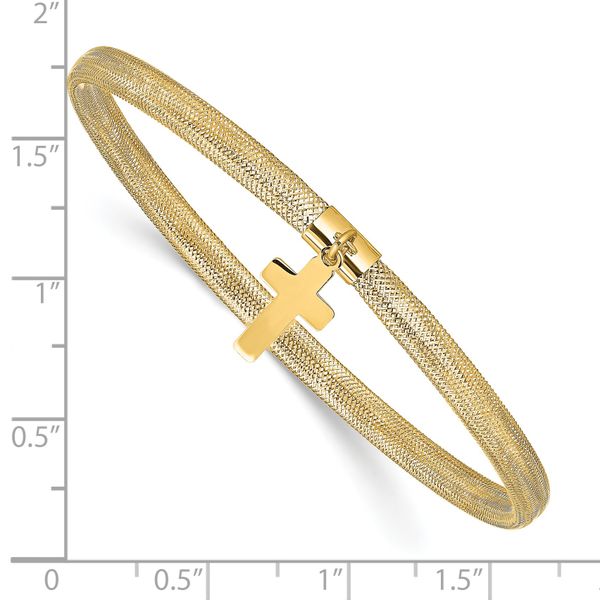 Leslie's 14K Polished Cross Charm Stretch Bangle - Image 2