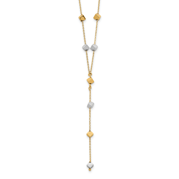 Leslie's 14K Two-Tone Polished Adjustable Beaded Y-Drop Necklace