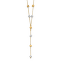 Leslie's 14K Two-Tone Polished Adjustable Beaded Y-Drop Necklace