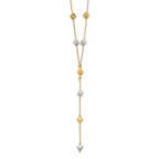 Leslie's 14K Two-Tone Polished Adjustable Beaded Y-Drop Necklace