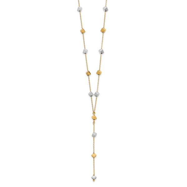 Leslie's 14K Two-Tone Polished Adjustable Beaded Y-Drop Necklace - Image 2