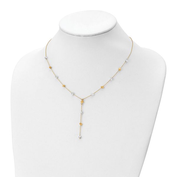 Leslie's 14K Two-Tone Polished Adjustable Beaded Y-Drop Necklace - Image 3
