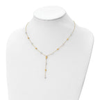 Leslie's 14K Two-Tone Polished Adjustable Beaded Y-Drop Necklace - Image 3