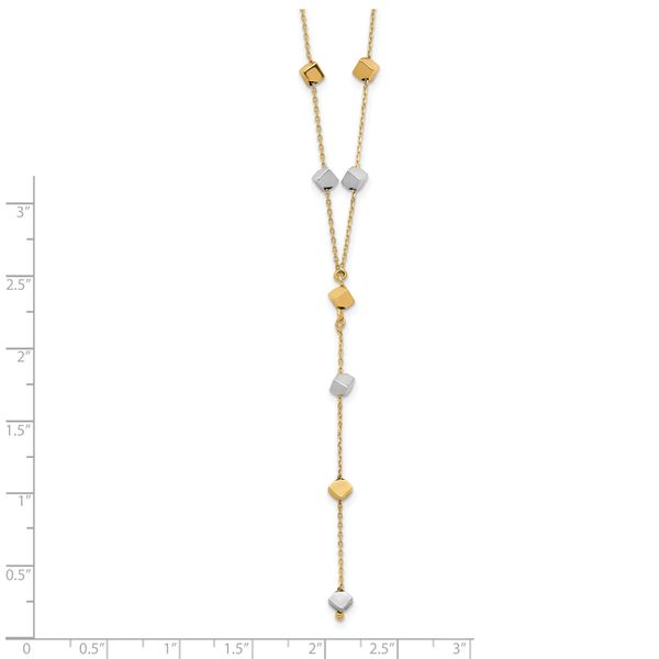 Leslie's 14K Two-Tone Polished Adjustable Beaded Y-Drop Necklace - Image 4