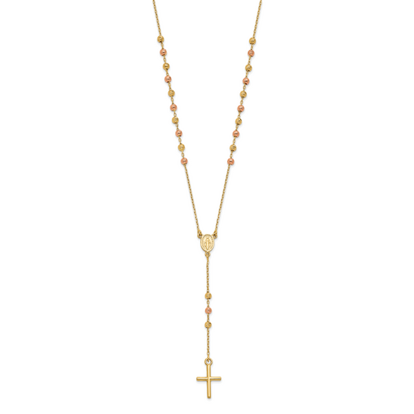 Leslie's 14K Yellow and Rose Gold Cross Y-Drop w/1.25 ext. Necklace