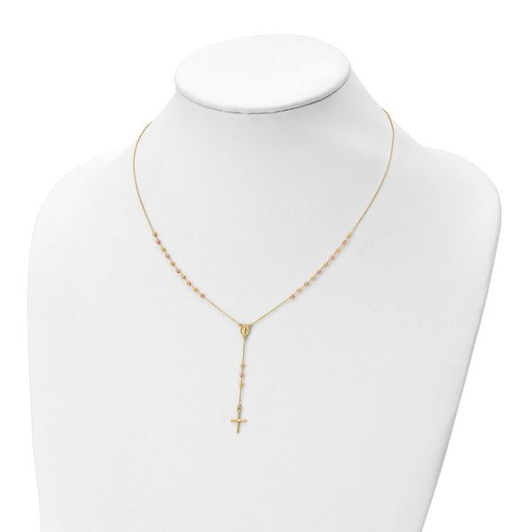Leslie's 14K Yellow and Rose Gold Cross Y-Drop w/1.25 ext. Necklace - Image 3