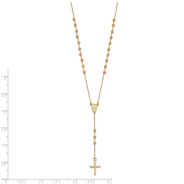 Leslie's 14K Yellow and Rose Gold Cross Y-Drop w/1.25 ext. Necklace - Image 4