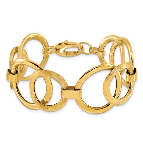 Leslie's 14k Polished Scratch-finish Fancy Link Bracelet - Image 3