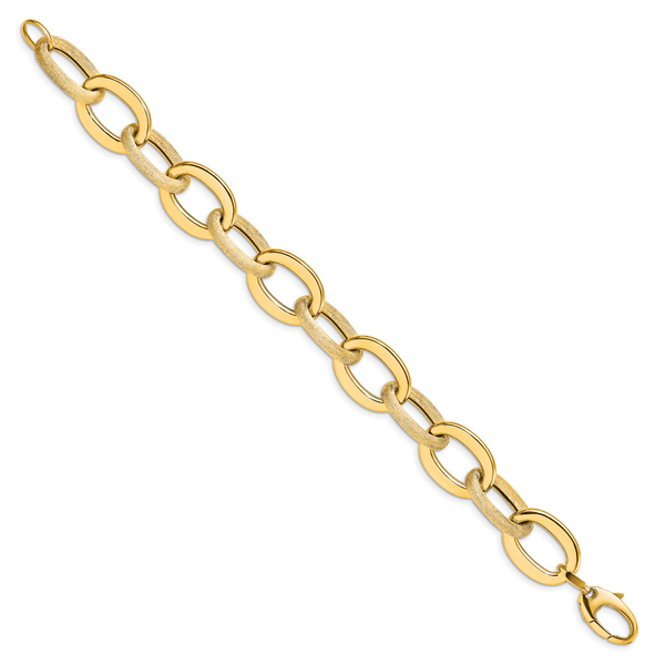14k Polished Scratch-finish Fancy Link Bracelet - Image 2
