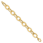 14k Polished Scratch-finish Fancy Link Bracelet - Image 2